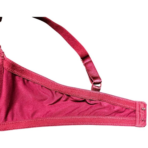 Maidenform Women's Lace Trim Push-Up Bra Size 40C Burgundy Nylon/Spandex Adjusta - Picture 10 of 11